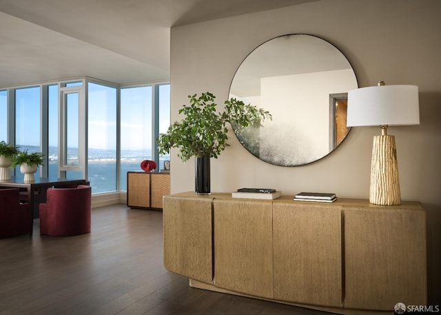 488 Folsom St Unit 5501, San Francisco, CA 94105 - hallway featuring dark wood finished floors and a water view