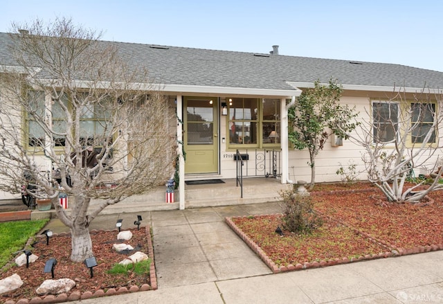 view of front of property featuring roof with shingles