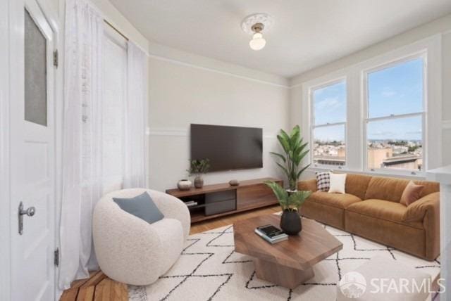 living area featuring wood finished floors