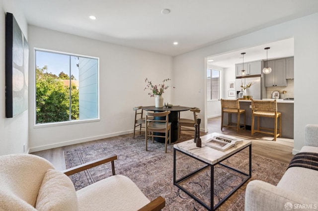 363 Prague St, San Francisco, CA 94112 - living area with wood finished floors and recessed lighting