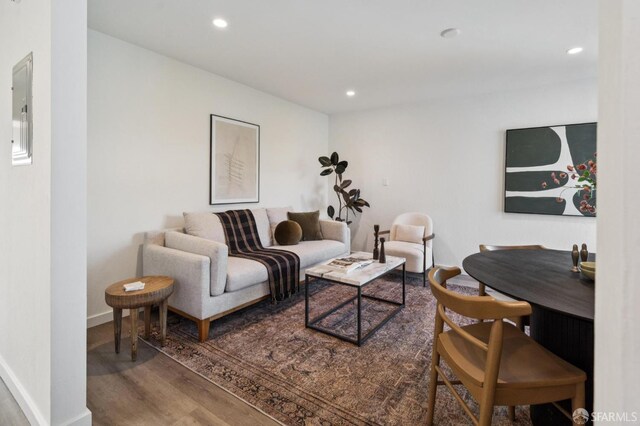363 Prague St, San Francisco, CA 94112 - living area with wood finished floors and recessed lighting