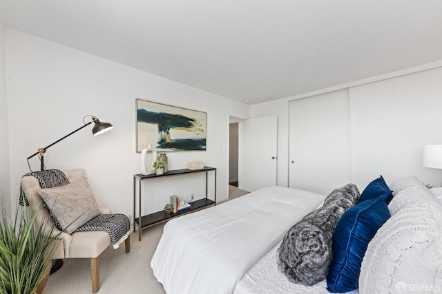 carpeted bedroom featuring a closet