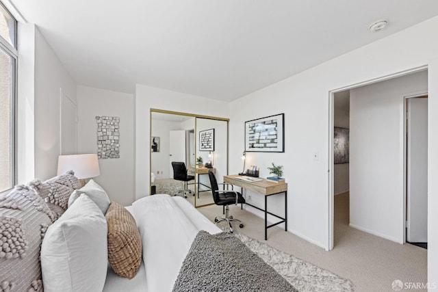 bedroom featuring a closet and carpet floors