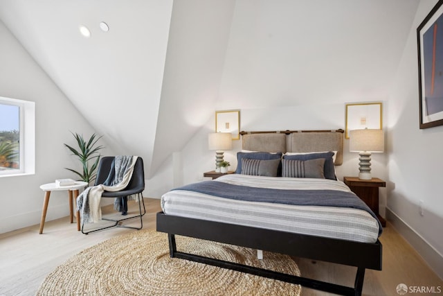 102 Baker St Unit A, San Francisco, CA 94117 - bedroom with wood finished floors and vaulted ceiling
