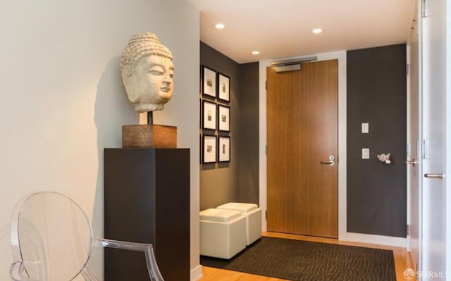301 Mission St Unit 20E, San Francisco, CA 94105 - foyer entrance featuring wood finished floors and recessed lighting