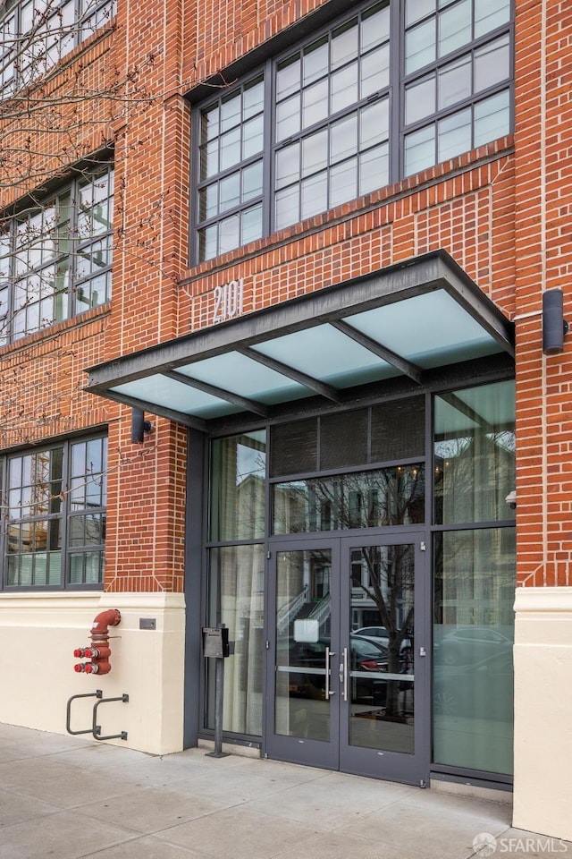 property entrance with french doors