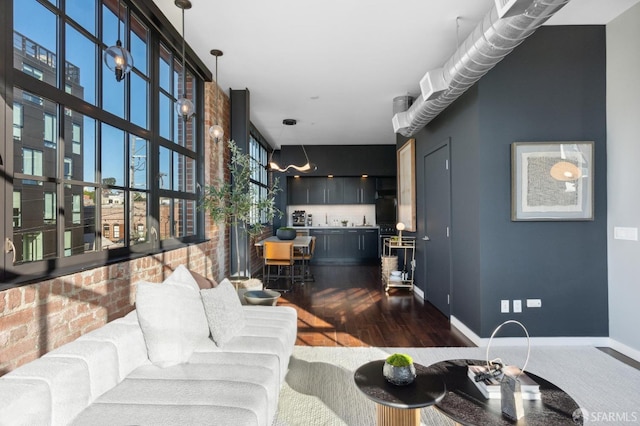 living room featuring dark hardwood / wood-style flooring