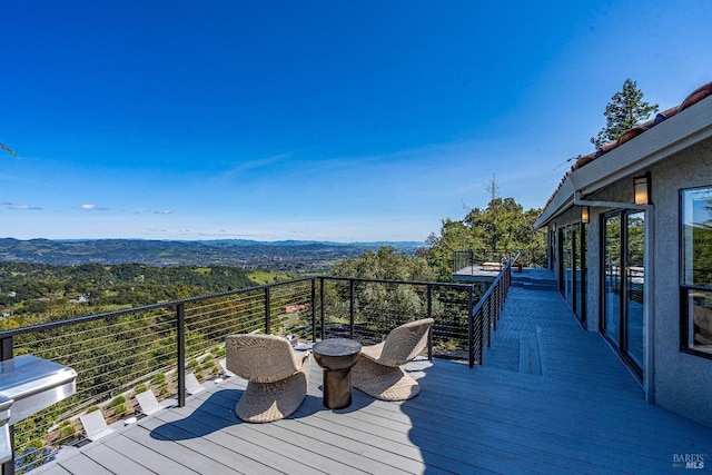 deck with a mountain view