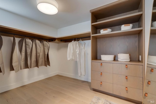 walk in closet featuring light wood finished floors