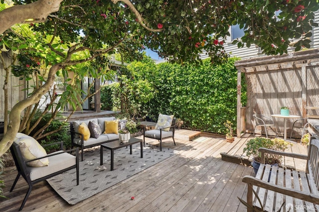 deck with outdoor lounge area