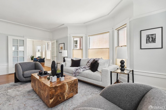 living area with wood finished floors