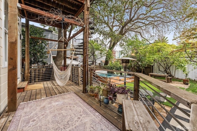 719-721 Shotwell St, San Francisco, CA 94110 - wooden terrace featuring stairway and a fenced backyard