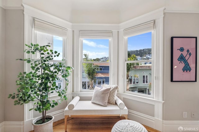 sitting room featuring wood finished floors