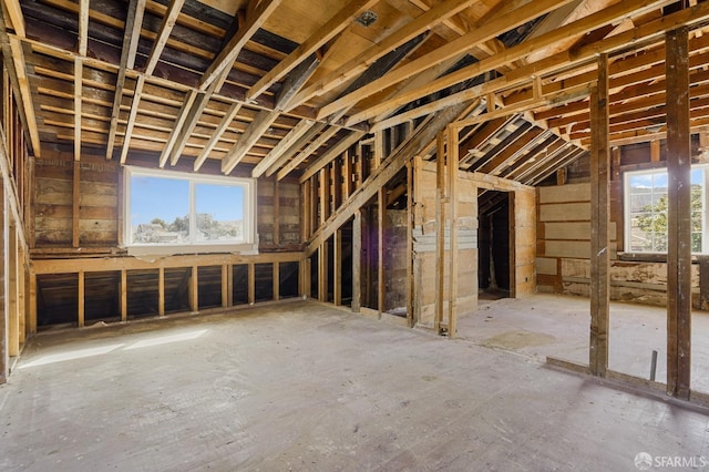 view of unfinished attic