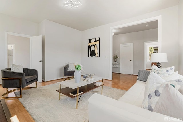 living room with light wood-style flooring