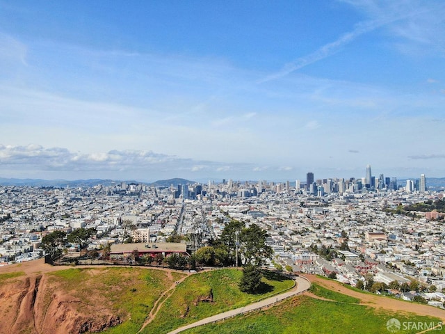 aerial view featuring a city view