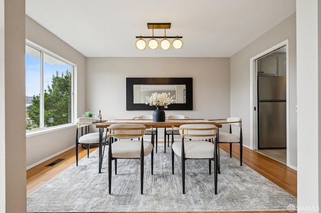316 Gold Mine Dr, San Francisco, CA 94131 - dining area featuring baseboards, visible vents, and wood finished floors