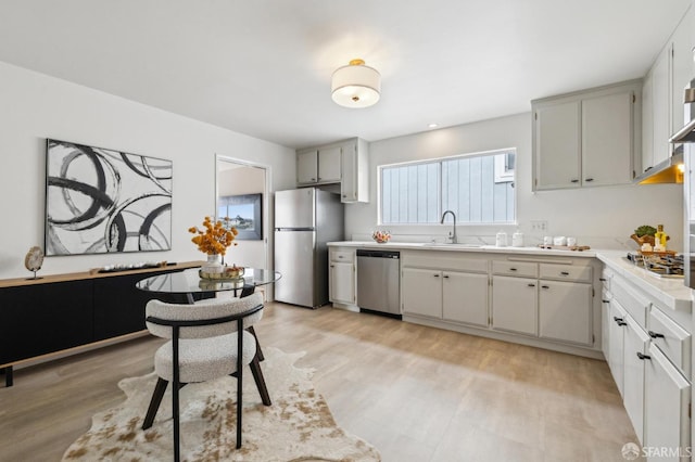 316 Gold Mine Dr, San Francisco, CA 94131 - kitchen with light wood finished floors, a sink, appliances with stainless steel finishes, and light countertops