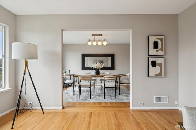 316 Gold Mine Dr, San Francisco, CA 94131 - dining area featuring wood finished floors, a healthy amount of sunlight, visible vents, and baseboards