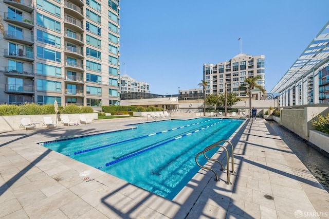 view of pool with a patio