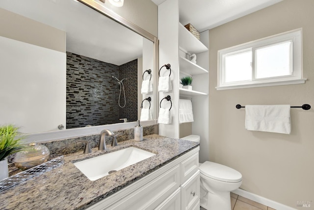 1723 Astoria Dr, Fairfield, CA 94534 - bathroom with a tile shower, tile patterned floors, and vanity