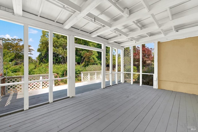 1723 Astoria Dr, Fairfield, CA 94534 - unfurnished sunroom featuring beamed ceiling
