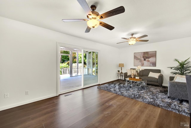 1723 Astoria Dr, Fairfield, CA 94534 - living room featuring dark wood-style floors and a ceiling fan