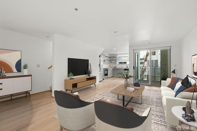 living room featuring light wood-type flooring