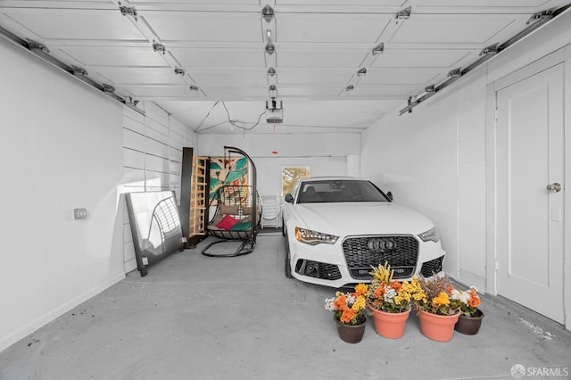 garage with a garage door opener