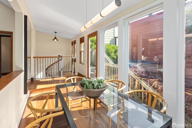 762 Bay St, San Francisco, CA 94109 - dining room with lofted ceiling and wood finished floors