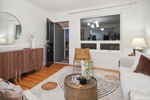 living room with wood finished floors