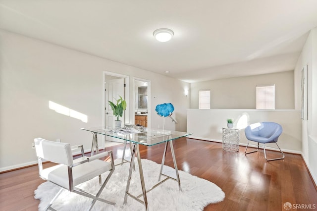 office space featuring hardwood / wood-style floors