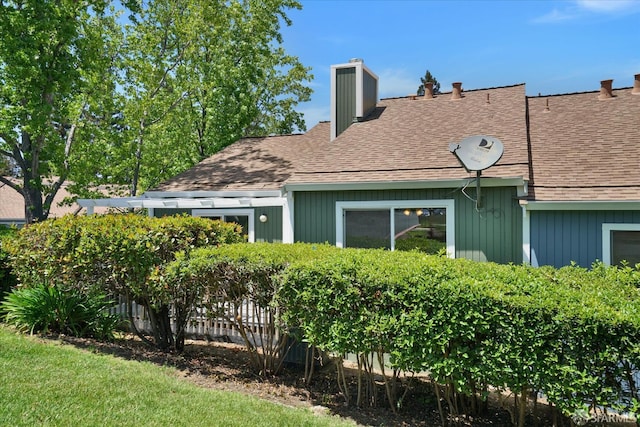 503 Camelback Rd, Pleasant Hill, CA 94523 - rear view of property featuring a chimney and roof with shingles