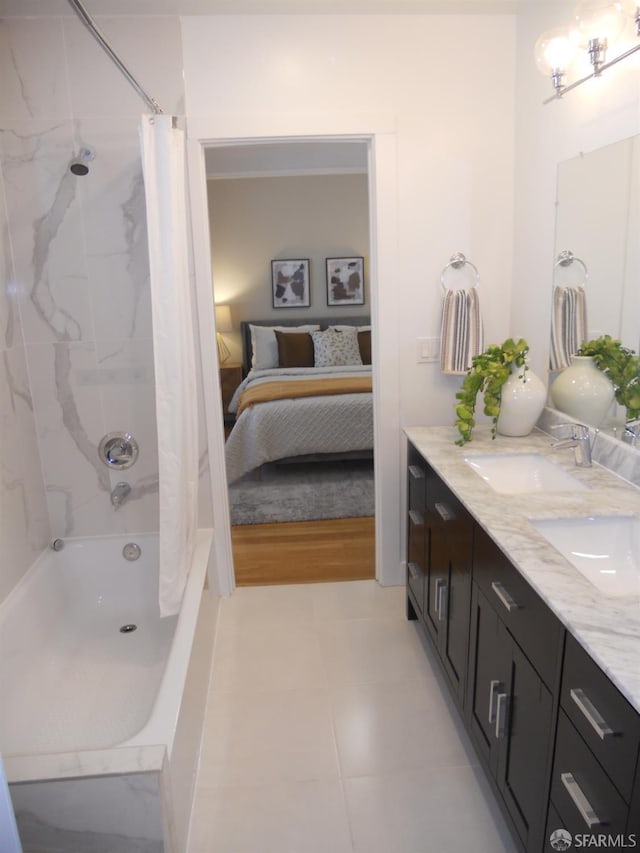 700 12th Ave Unit 2, San Francisco, CA 94118 - ensuite bathroom with shower / bath combo with shower curtain and double vanity