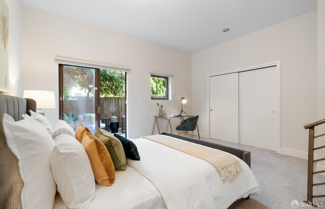 1829 15th St Unit 1, San Francisco, CA 94103 - bedroom with carpet floors, access to exterior, and a closet