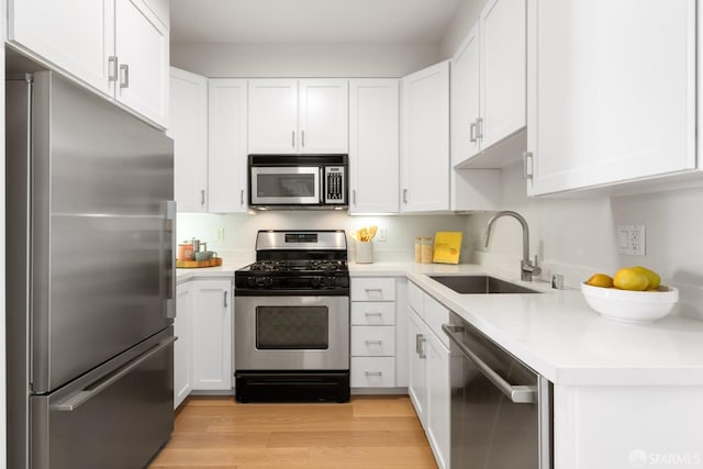 1829 15th St Unit 1, San Francisco, CA 94103 - kitchen featuring white cabinets, stainless steel appliances, light countertops, and a sink