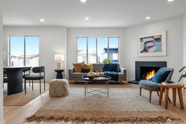281 Polaris Way, Daly City, CA 94014 - living area featuring a fireplace, recessed lighting, and wood finished floors