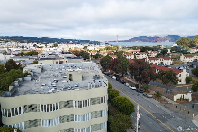 drone / aerial view with a mountain view