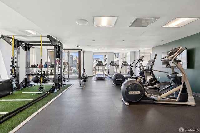 611 Washington St Unit 2505, San Francisco, CA 94111 - exercise room with floor to ceiling windows