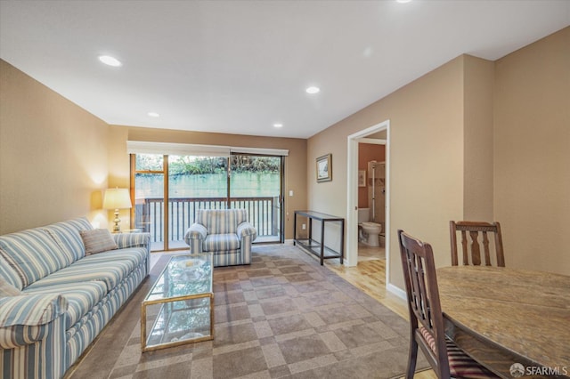 living room with light wood-type flooring