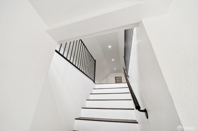 63-65 Jersey St, San Francisco, CA 94114 - staircase featuring vaulted ceiling and recessed lighting
