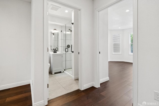 63-65 Jersey St, San Francisco, CA 94114 - hall with dark wood-type flooring and recessed lighting