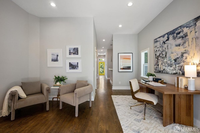 3790 Cesar Chavez St, San Francisco, CA 94110 - home office with baseboards, wood finished floors, and recessed lighting