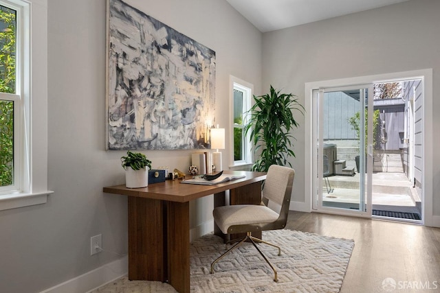 3790 Cesar Chavez St, San Francisco, CA 94110 - office area with wood finished floors and baseboards