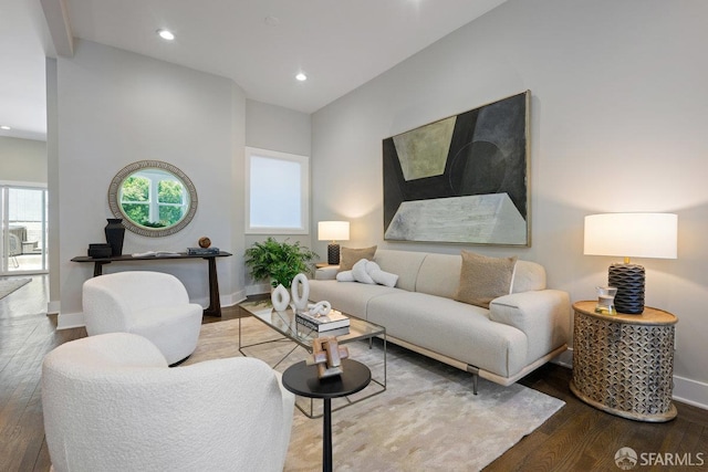 3790 Cesar Chavez St, San Francisco, CA 94110 - living room with hardwood / wood-style flooring, recessed lighting, and baseboards