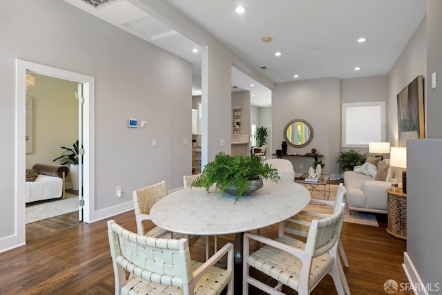 3790 Cesar Chavez St, San Francisco, CA 94110 - dining room with baseboards, recessed lighting, and dark wood-type flooring