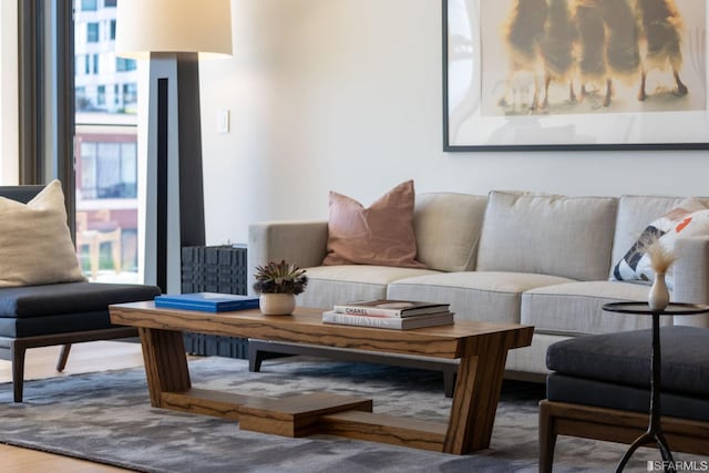 living room with wood-type flooring