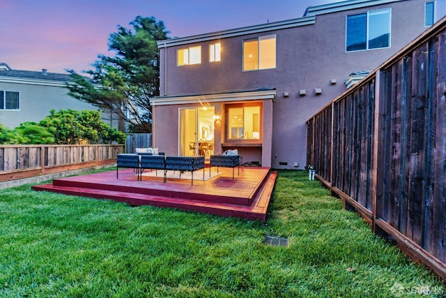 32 Highcrest Ln, South San Francisco, CA 94080 - back of property at dusk featuring stucco siding and a deck