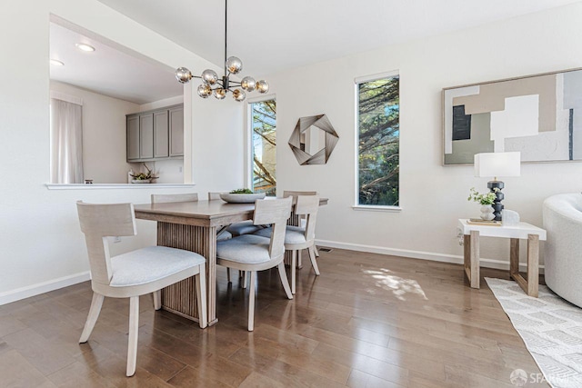 32 Highcrest Ln, South San Francisco, CA 94080 - dining room featuring baseboards, wood finished floors, and a chandelier