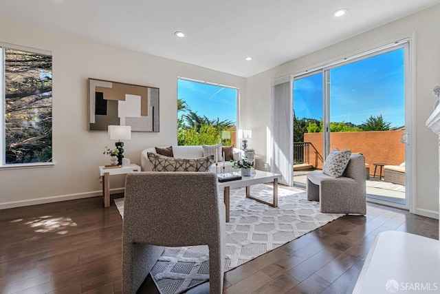 32 Highcrest Ln, South San Francisco, CA 94080 - living room featuring wood finished floors, recessed lighting, and baseboards